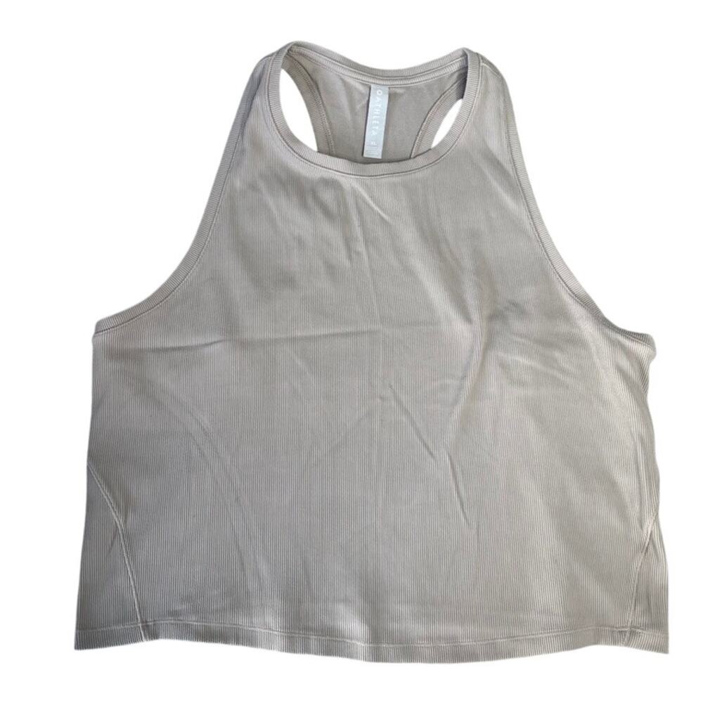 ATHLETA Ribbed Cream Tan Racerback Tank Top Cropped Extra Large XL‎ Stretchy